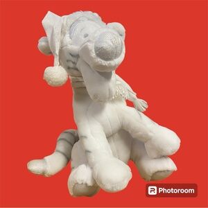 Rare Glitter White Snow Tigger Disney Store Plush Stuffie Christmas  13 Big Pooh